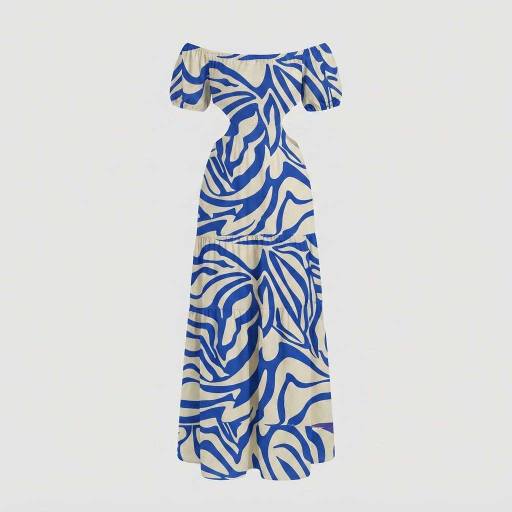Sienna Clarke | Printed Summer Dress With Cut-Out Waist For Women