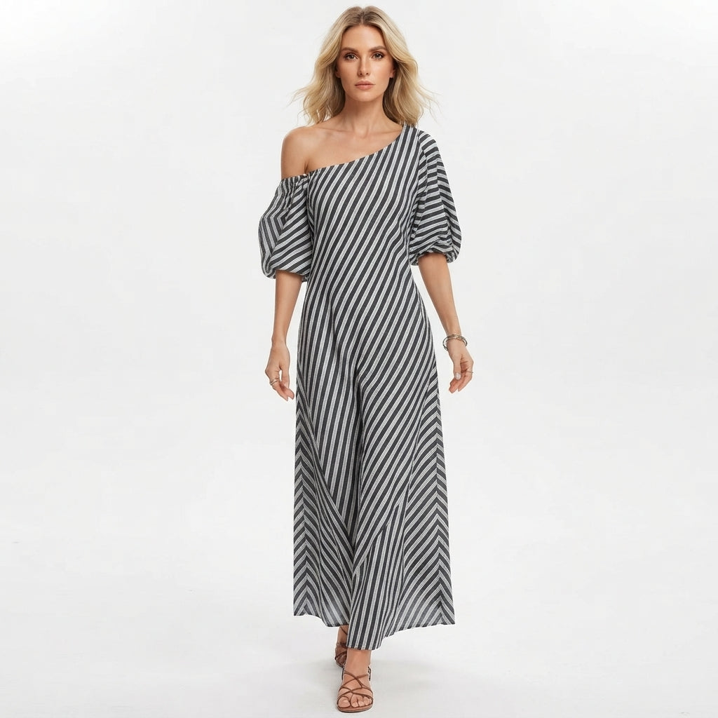 Sienna Walker | Striped Off-Shoulder Summer Dress For Women