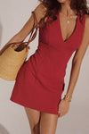 Ruby | Women's V-Neck Sleeveless Mini Dress Fitted Summer