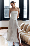Aria | Women's Pleated Strapless Maxi Dress Side Split Elegant