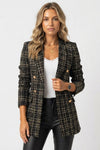 Sophia Adams | Plaid Double-Breasted Blazer Coat For Women