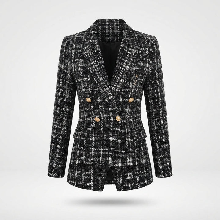 Sophia Adams | Plaid Double-Breasted Blazer Coat For Women