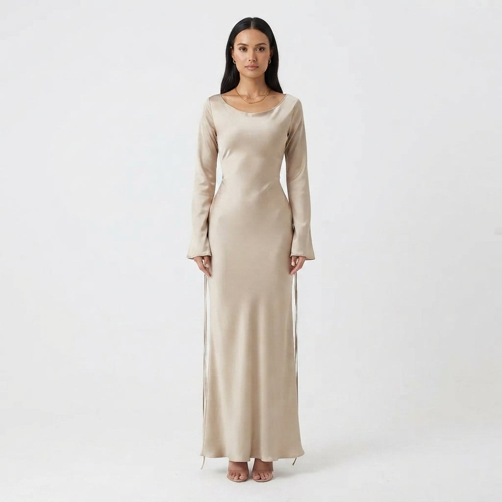 Sophia Alderton | Long Sleeve Satin Maxi Wedding Dress For Women