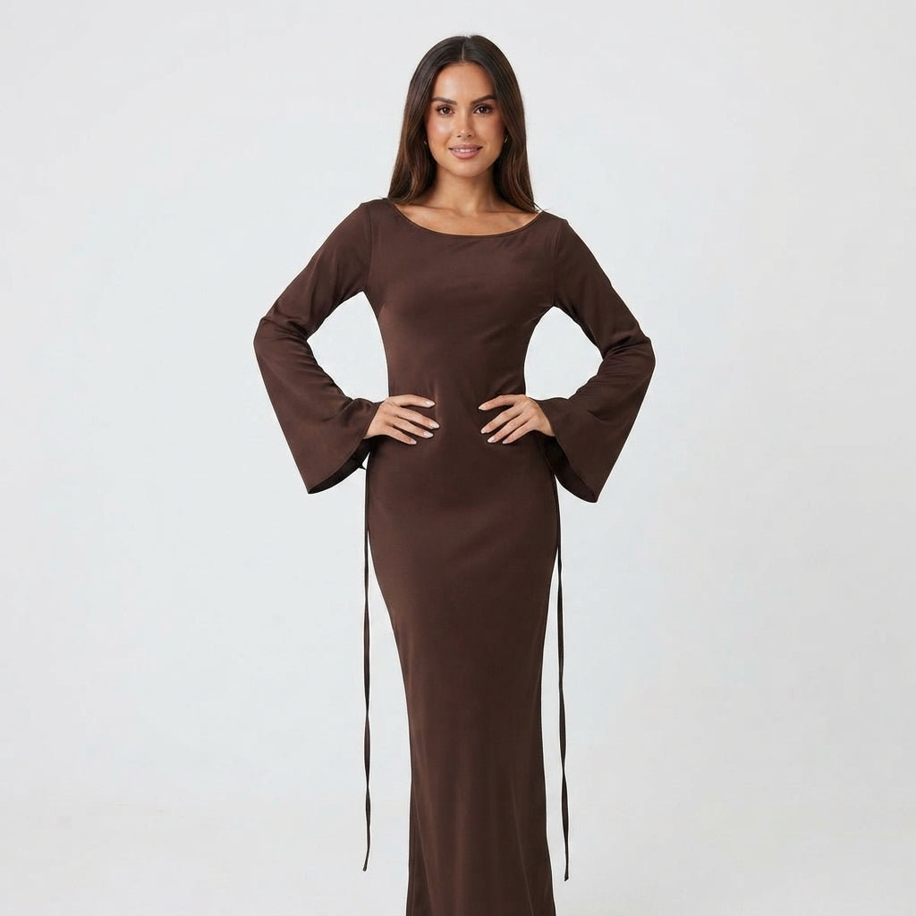 Sophia Alderton | Long Sleeve Satin Maxi Wedding Dress For Women