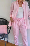 Zélie | Women's Linen Two-Piece Set Button Shirt & Drawstring Trousers