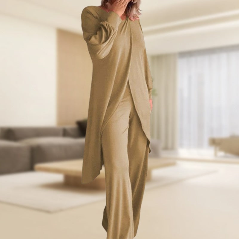 Danielle | Women’s Two-Piece Lounge Set with Draped Top