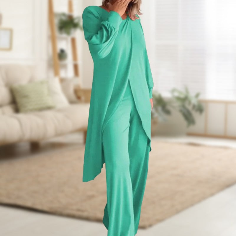 Danielle | Women’s Two-Piece Lounge Set with Draped Top