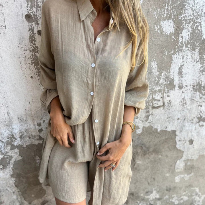 Brooke Lawson | Linen-Look Shirt &amp; Shorts Set For Women