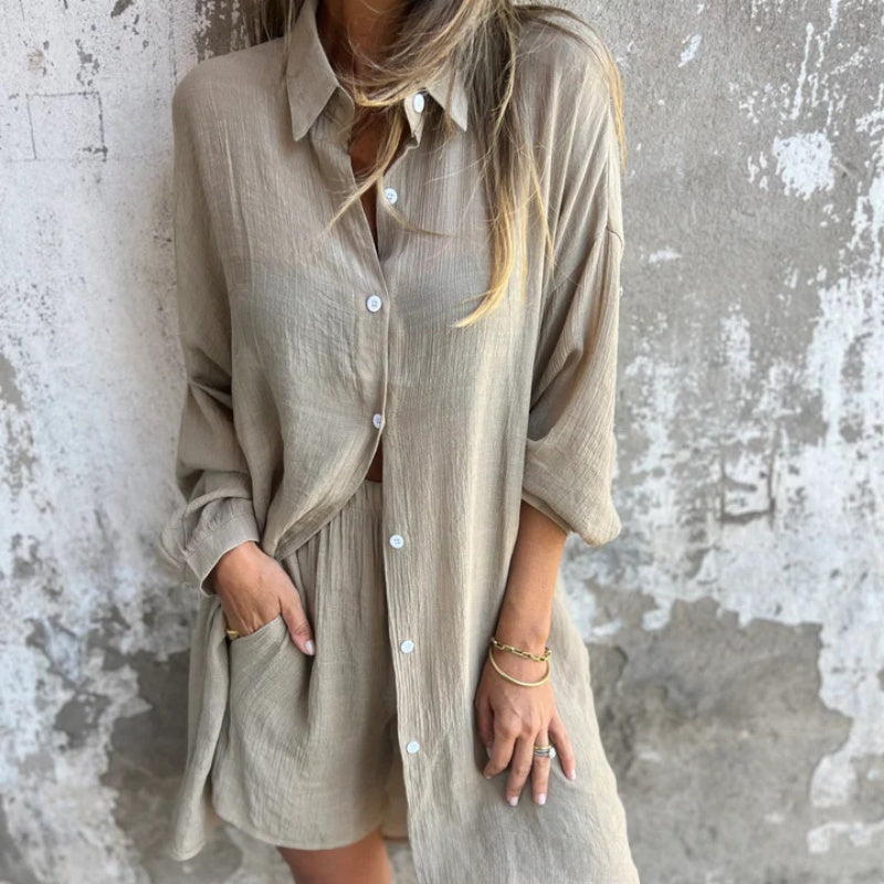 Sasha | Women’s Shirt and Shorts Set with Roll-Up