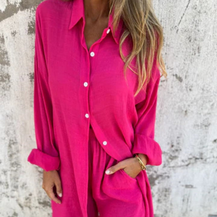 Brooke Lawson | Linen-Look Shirt &amp; Shorts Set For Women