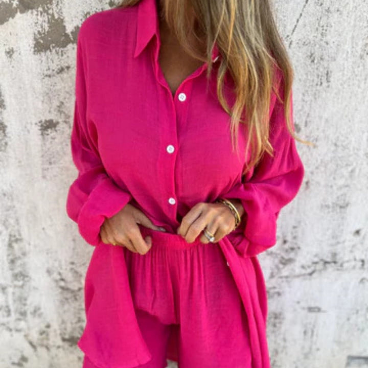 Brooke Lawson | Linen-Look Shirt &amp; Shorts Set For Women