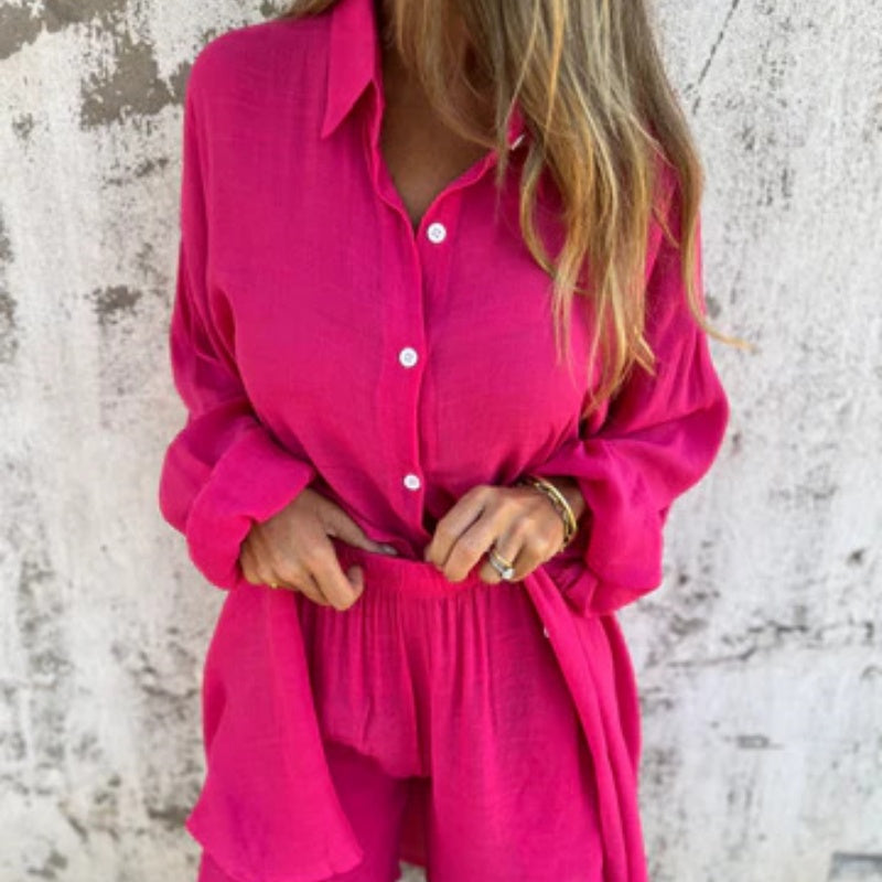 Sasha | Women’s Shirt and Shorts Set with Roll-Up