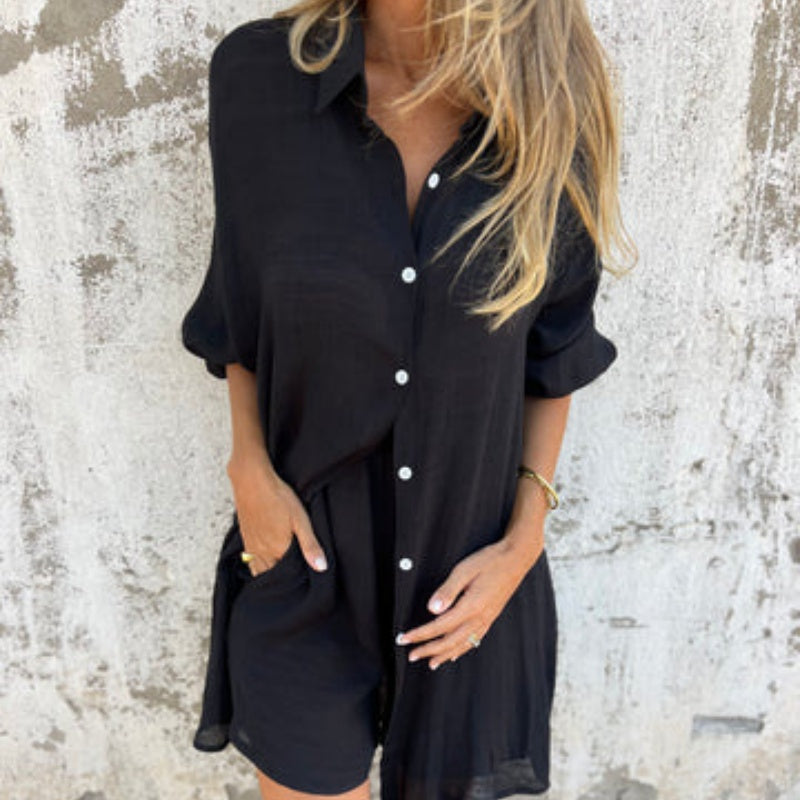 Sasha | Women’s Shirt and Shorts Set with Roll-Up