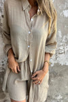 Sasha | Women's 2 Piece Linen Shirt and Shorts Set Long Sleeve