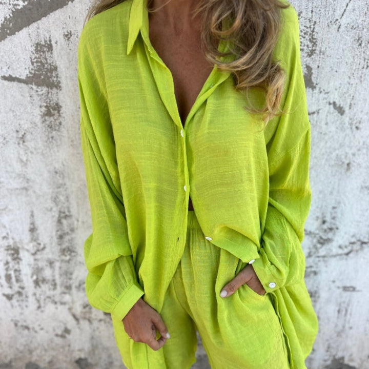 Brooke Lawson | Linen-Look Shirt &amp; Shorts Set For Women
