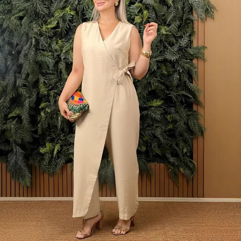 Mirabelle | Women’s V-Neck Jumpsuit with Belt