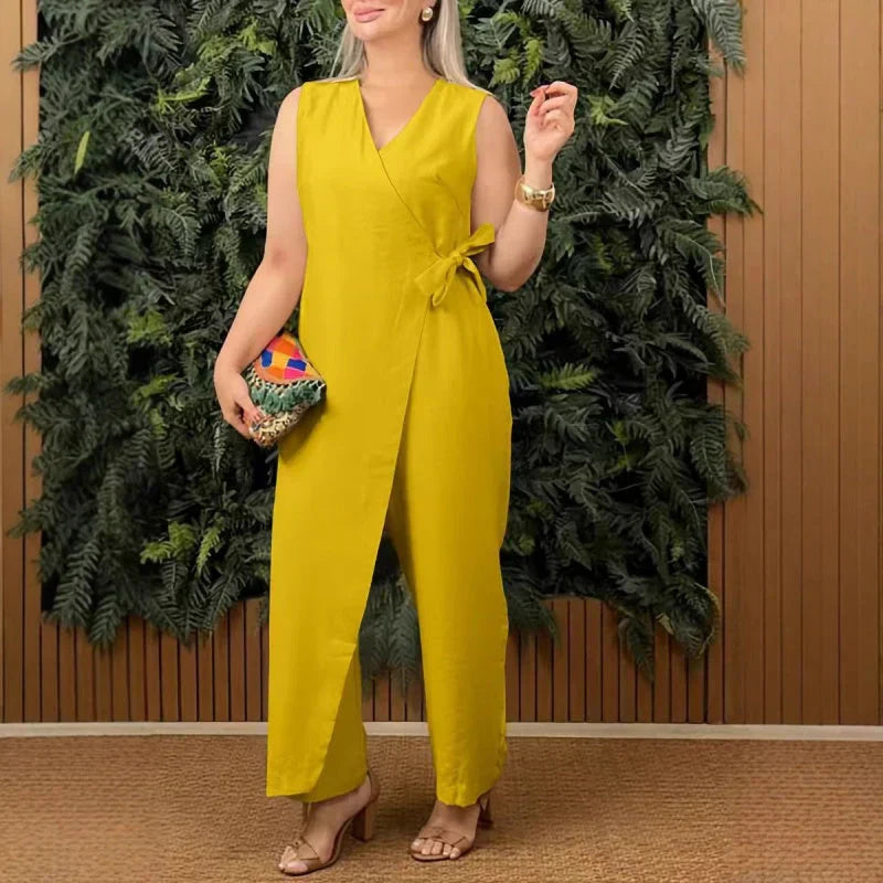 Mila | Women’s V-Neck Wrap Jumpsuit with Tie Waist