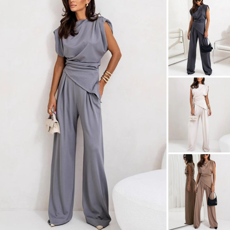 Khloe | Women’s Elegant Two-Piece Set with Draped Silhouettet
