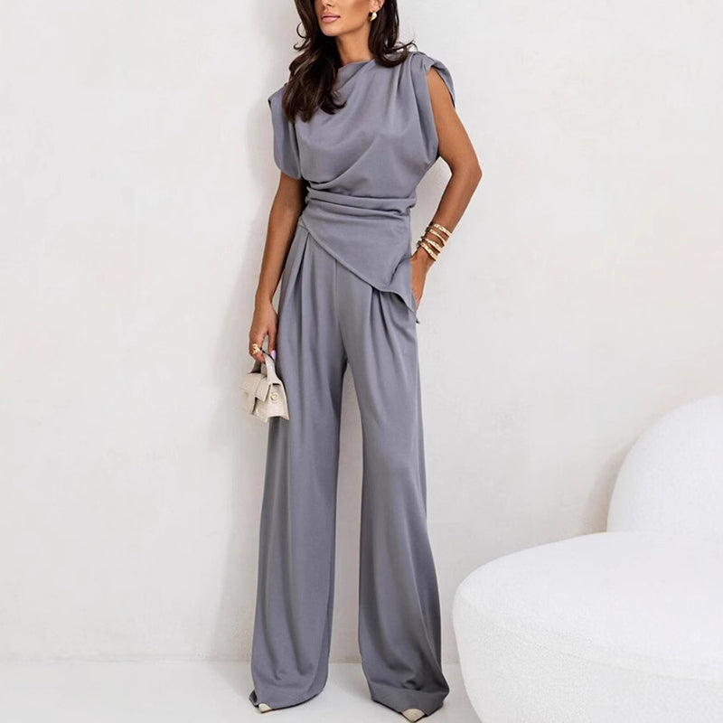 Khloe | Women’s Elegant Two-Piece Set with Draped Silhouettet