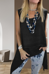 Oriane | Women's Two-Piece Set Asymmetric Sleeveless Top & Printed Trousers