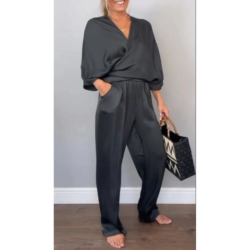 Sofia | Women’s Wrap Top Set with Batwing Sleeves
