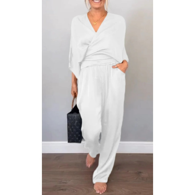 Sofia | Women’s Wrap Top Set with Batwing Sleeves