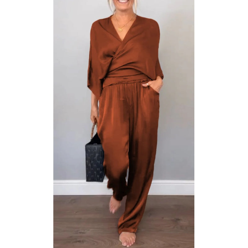 Sofia | Women’s Wrap Top Set with Batwing Sleeves