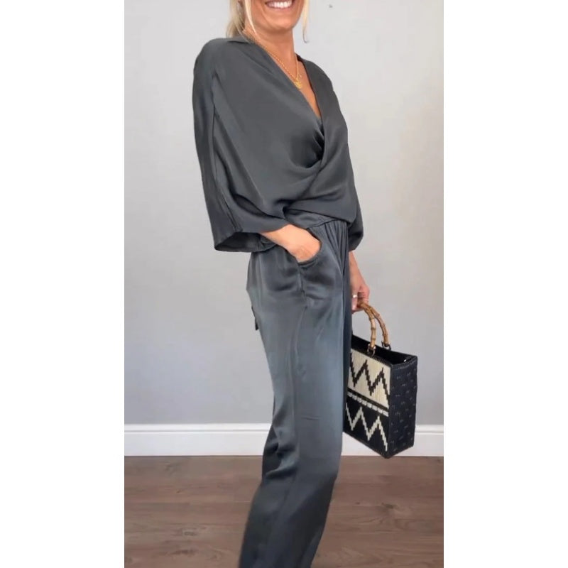 Sofia | Women’s Wrap Top Set with Batwing Sleeves