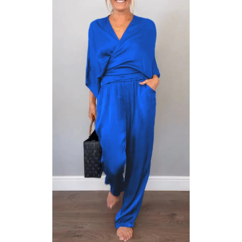 Sofia | Women’s Wrap Top Set with Batwing Sleeves