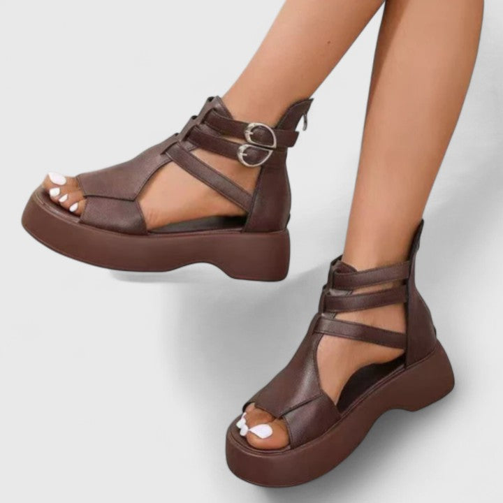 Zena | Women’s Platform Gladiator Sandals with Multi-Strap Buckle