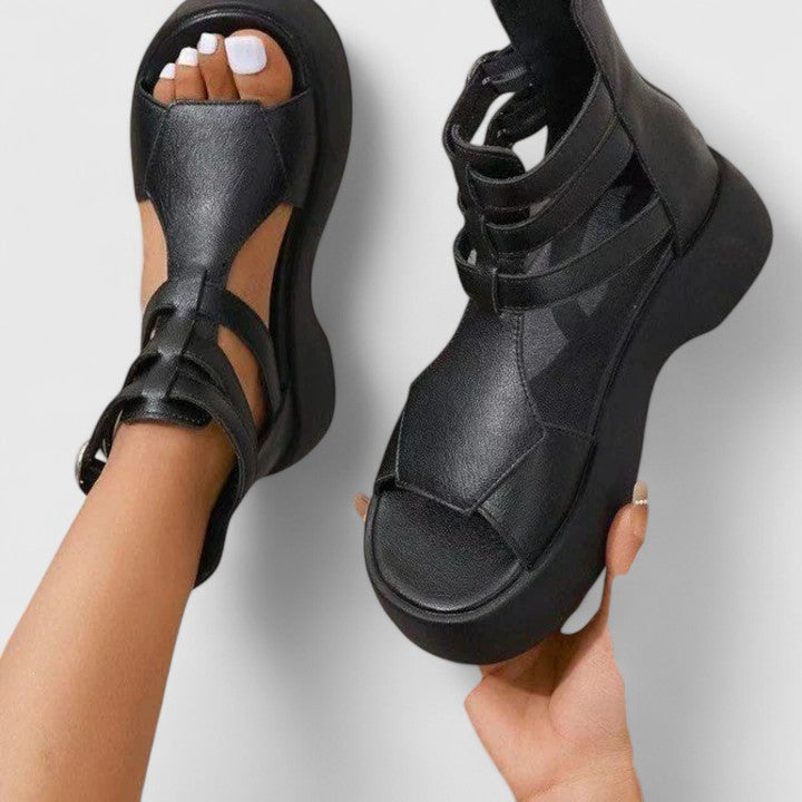 Zena | Women’s Platform Gladiator Sandals with Multi-Strap Buckle