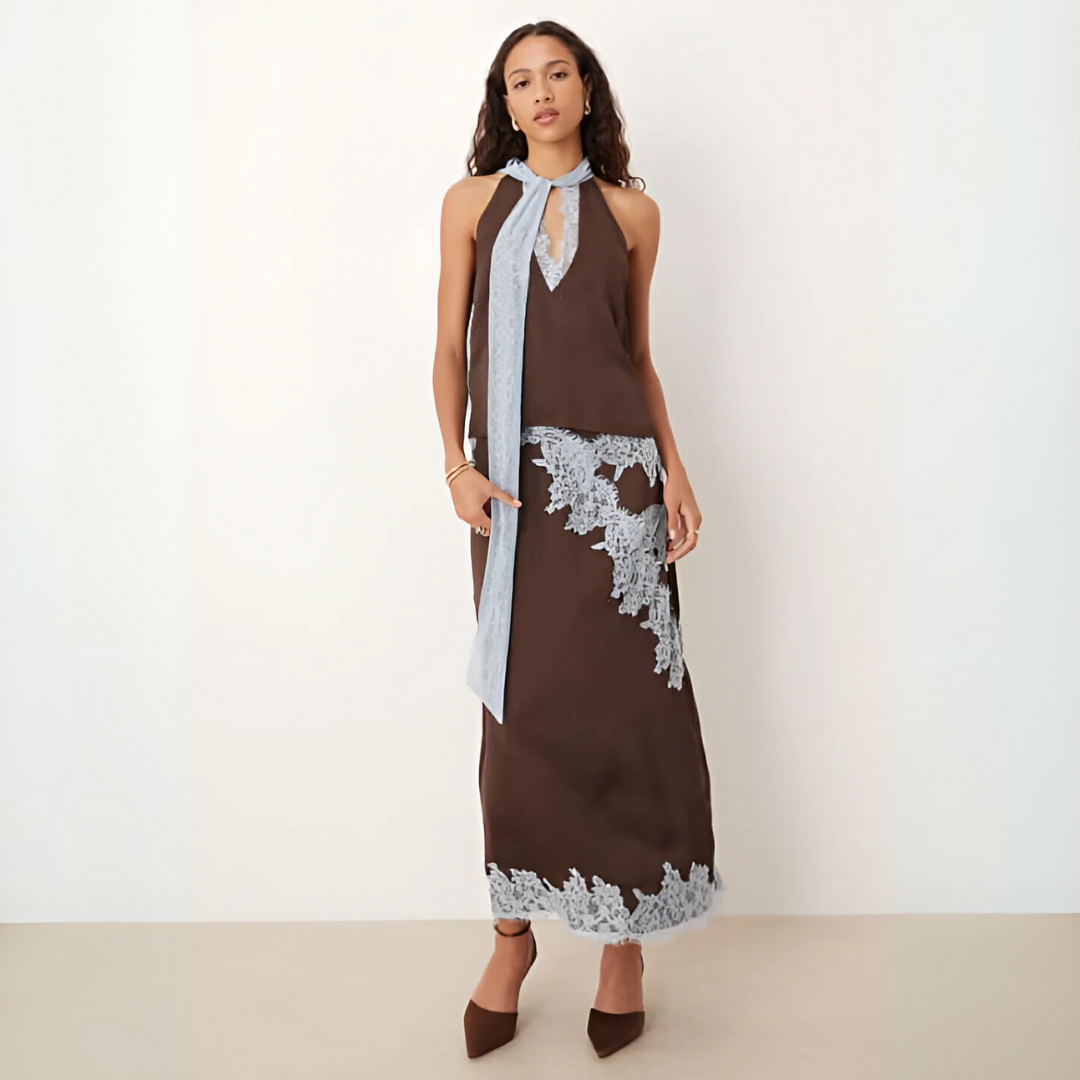 Mabel | Women’s Lace Panel Top with Lace Detailing