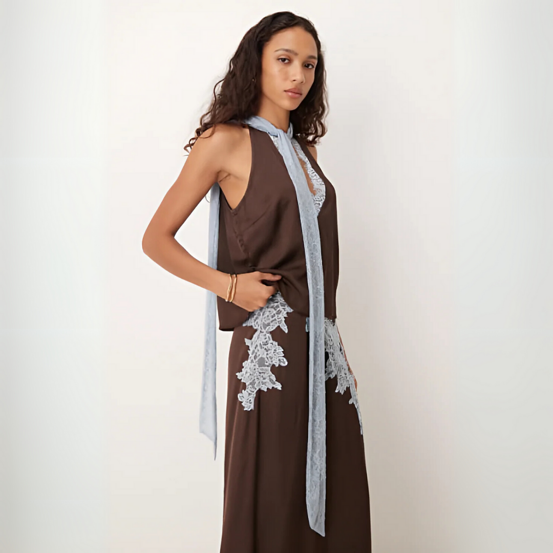 Mabel | Women’s Lace Panel Top with Lace Detailing