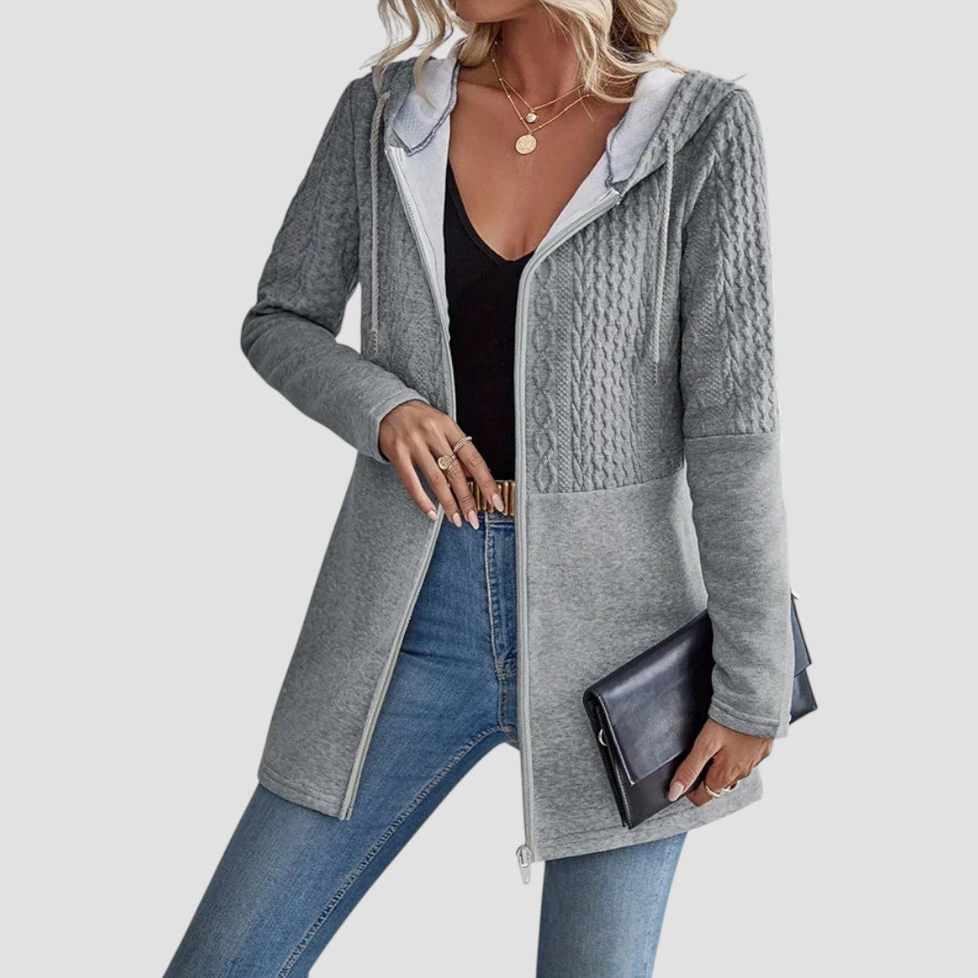 Sybil | Women’s Cable Knit Zip Hoodie with Warmth