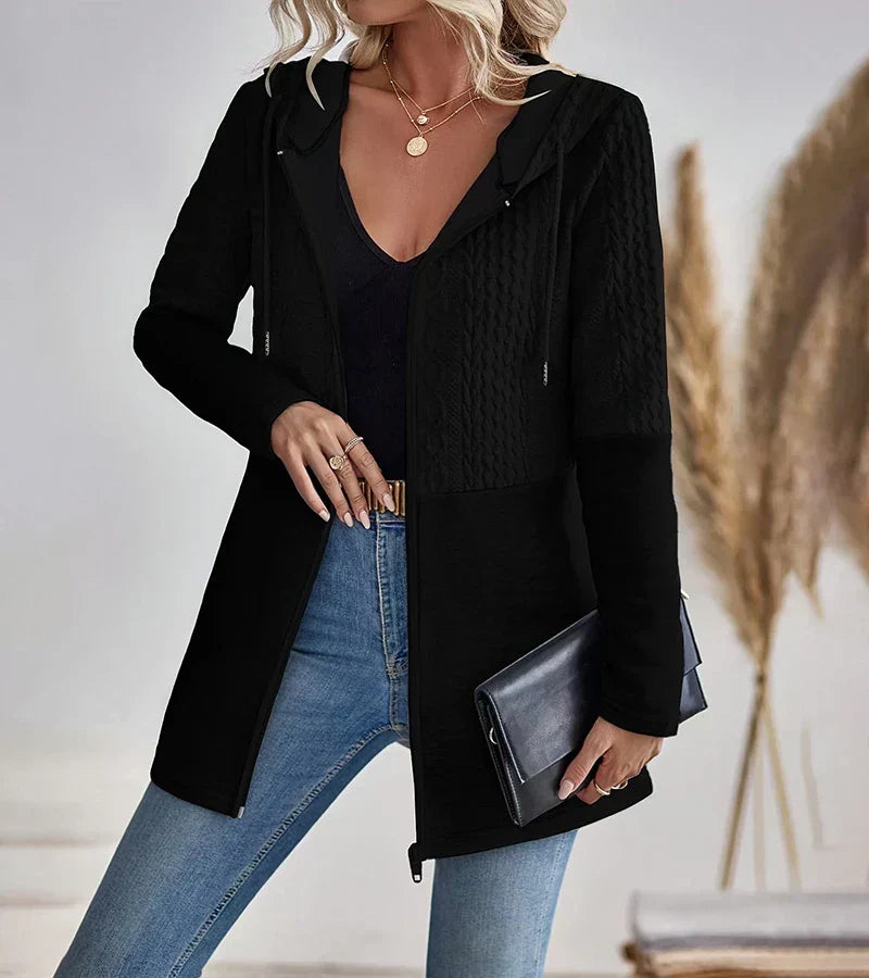 Sybil | Women’s Cable Knit Zip Hoodie with Warmth
