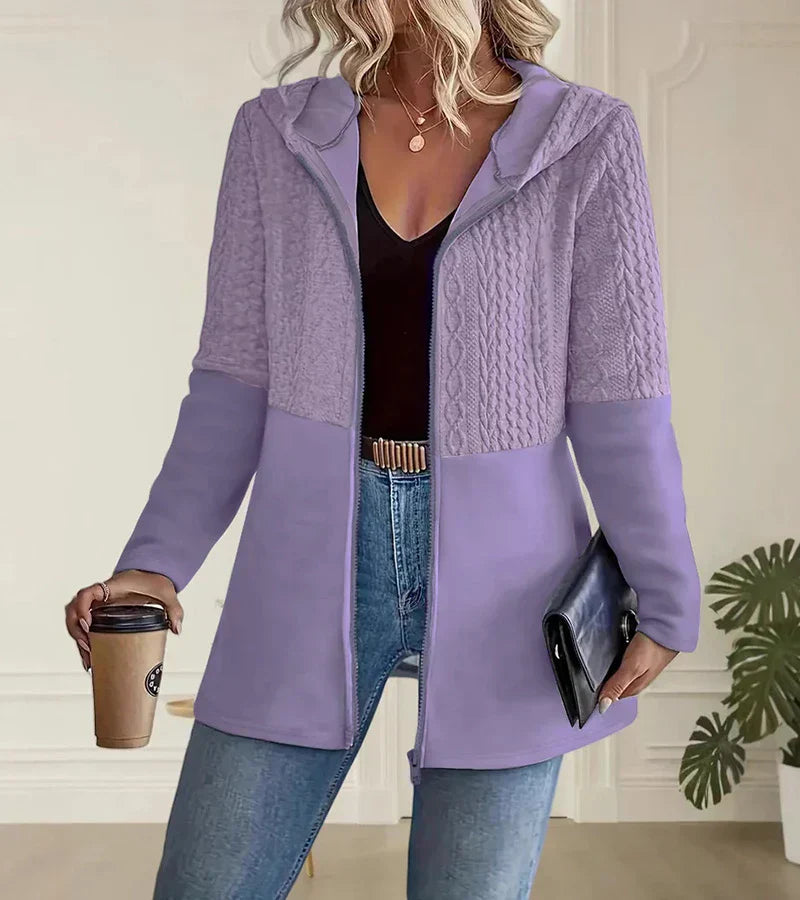 Sybil | Women’s Cable Knit Zip Hoodie with Warmth
