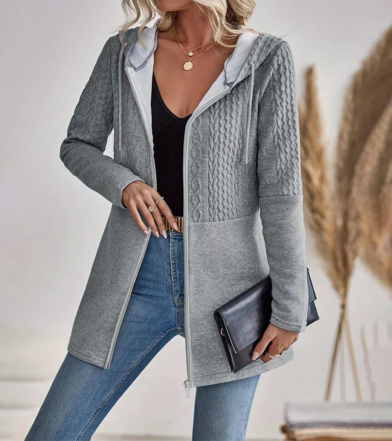 Sybil | Women’s Cable Knit Zip Hoodie with Warmth