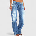 Tabitha | Women’s Distressed Low Rise Straight Leg Jeans