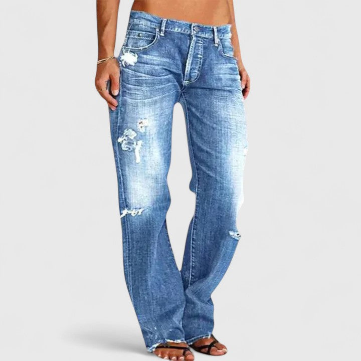 Tabitha | Women’s Distressed Low Rise Straight Leg Jeans