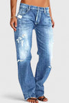 Tabitha | Women's Distressed Low Rise Straight Leg Jeans