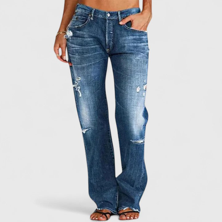 Tabitha | Women’s Distressed Low Rise Straight Leg Jeans