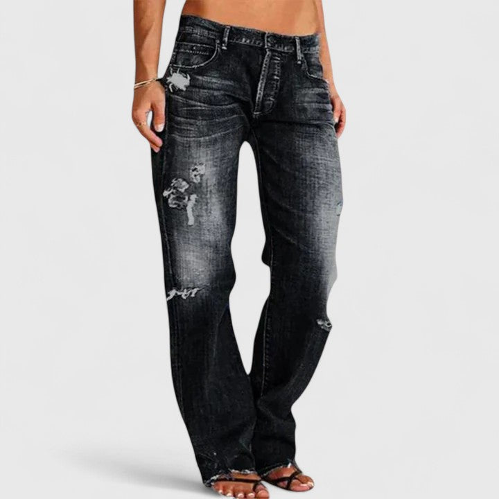 Tabitha | Women’s Distressed Low Rise Straight Leg Jeans