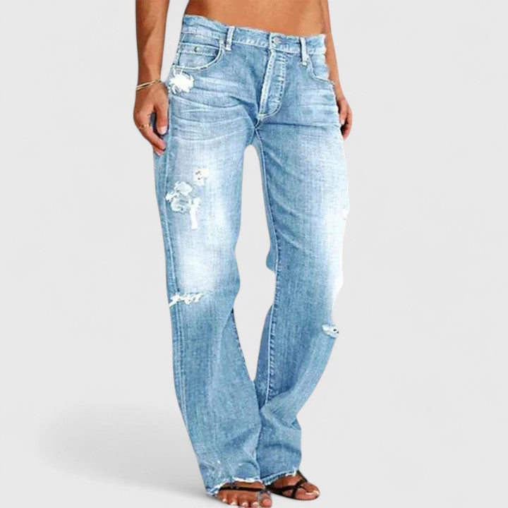 Tabitha | Women’s Distressed Low Rise Straight Leg Jeans
