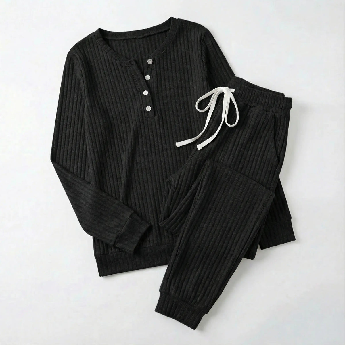 Tabitha | Women’s Ribbed Loungewear Set with Button Front