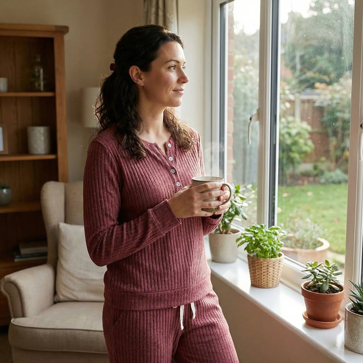 Tabitha | Women’s Ribbed Loungewear Set with Button Front