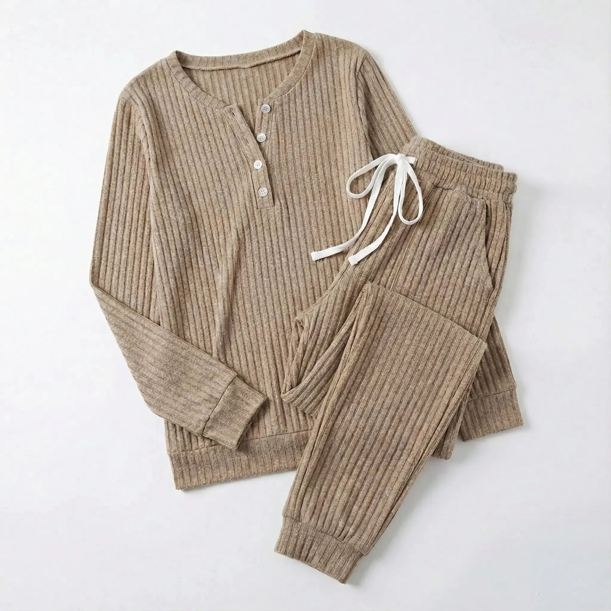 Tabitha | Women’s Ribbed Loungewear Set with Button Front