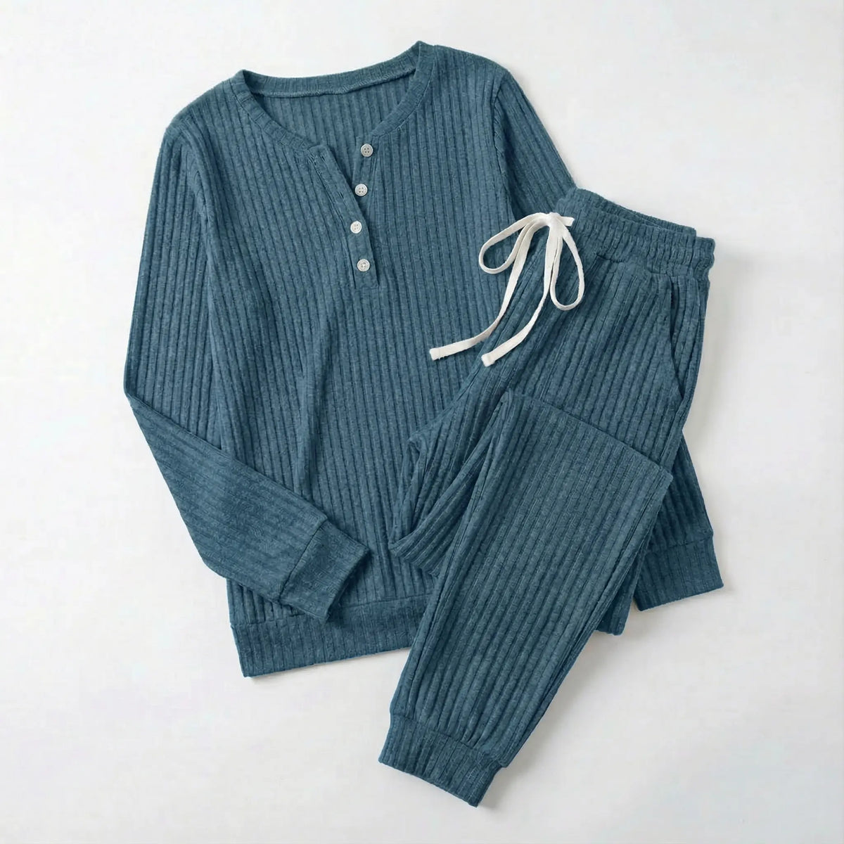 Tabitha | Women’s Ribbed Loungewear Set with Button Front