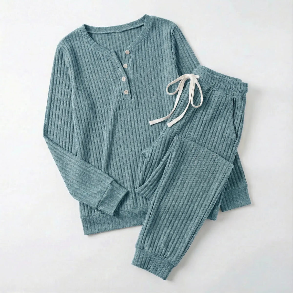 Tabitha | Women’s Ribbed Loungewear Set with Button Front