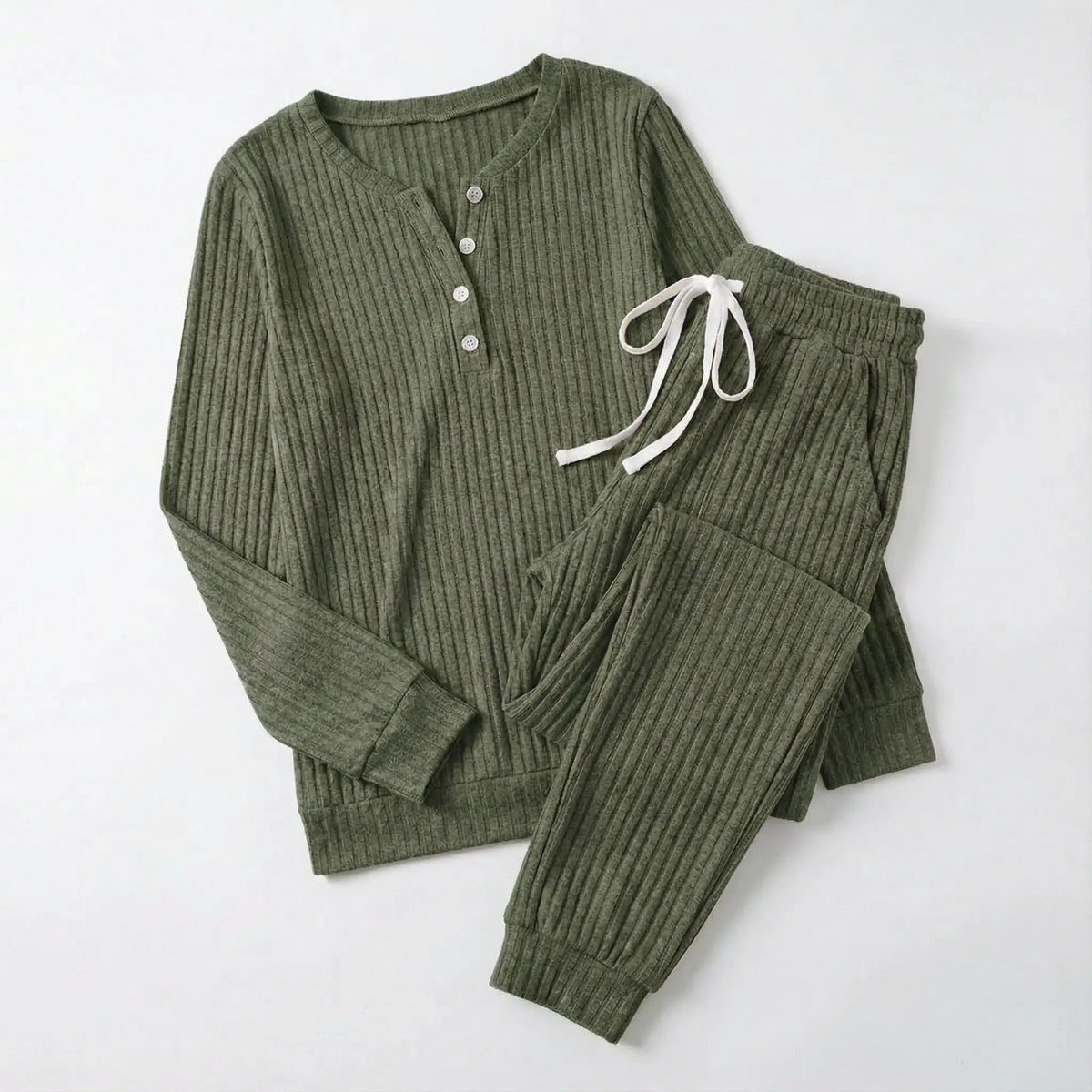 Tabitha | Women’s Ribbed Loungewear Set with Button Front
