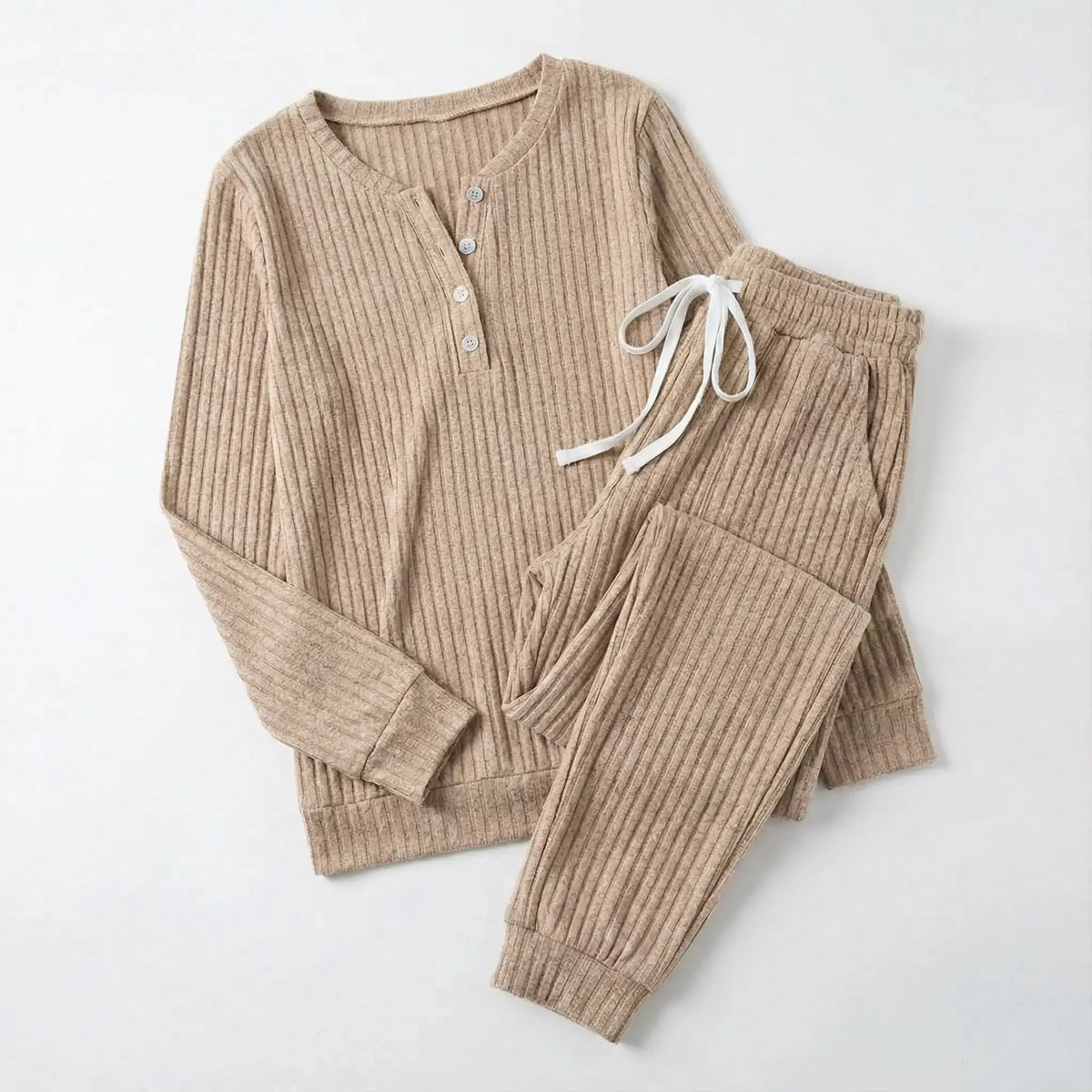 Tabitha | Women’s Ribbed Loungewear Set with Button Front